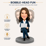 Custom Bobblehead Female Boss Working With Laptop