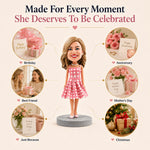 Custom Girl Bobbleheads with Pink Plaid Dress