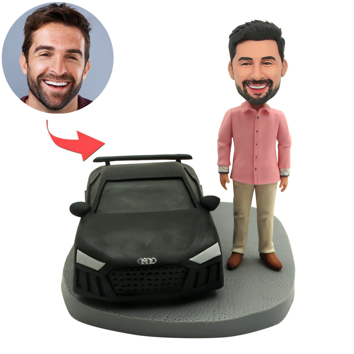 Custom Male Bobblehead with a Car