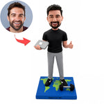 Custom Bobblehead with Laptop and Dumbbell