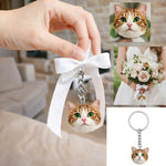 Custom Personalized Cat Keychain with Name from Photo
