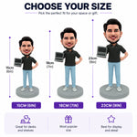 Custom Bobblehead Male Software Engineer with Computer