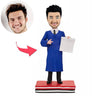 Graduation Bobblehead with Blue Academic Dress