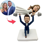 Custom Wedding Bobbleheads Funny Weight Lifting Couples