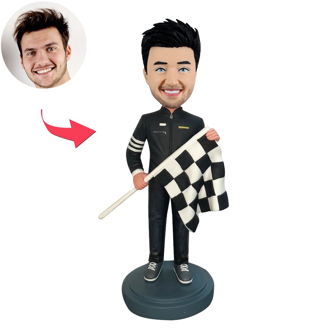 Bobblehead Racing Custom Bobbleheads Race Car - Customized Bobblehead With F1 Chequered ...