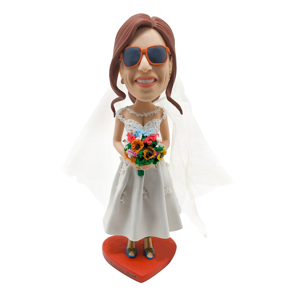 Bridal Bobblehead Doll with Sunglasses