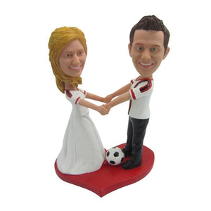 Custom Couple Bobbleheads with Football - BobbleGifts