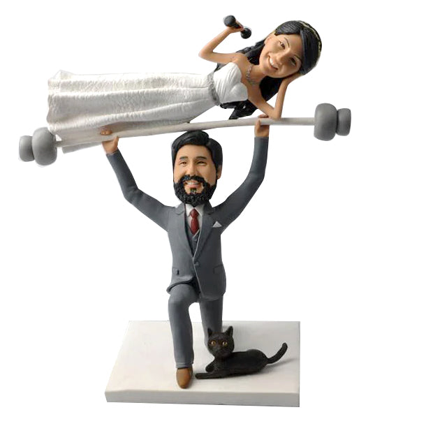 Funny Weightlifting Couples Bobblehead Craft