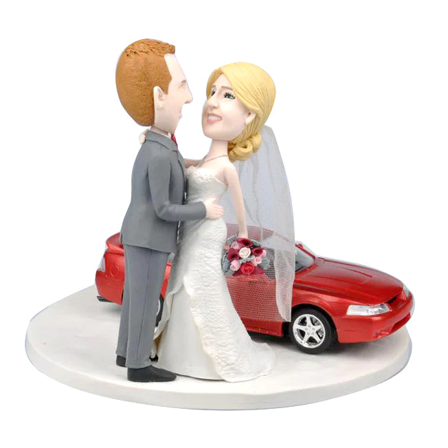 Wedding Couple Bobbleheads with Car