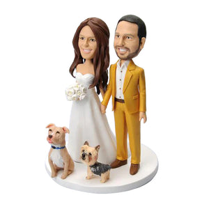 Wedding Couples Custom Bobbleheads with Pets