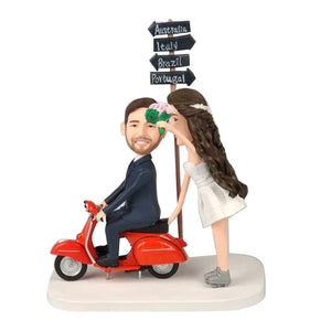 Custom Bike Trip Wedding Couples Bobblehead