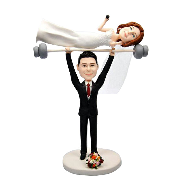 Custom Weight Lifting Couple Wedding Bobblehead