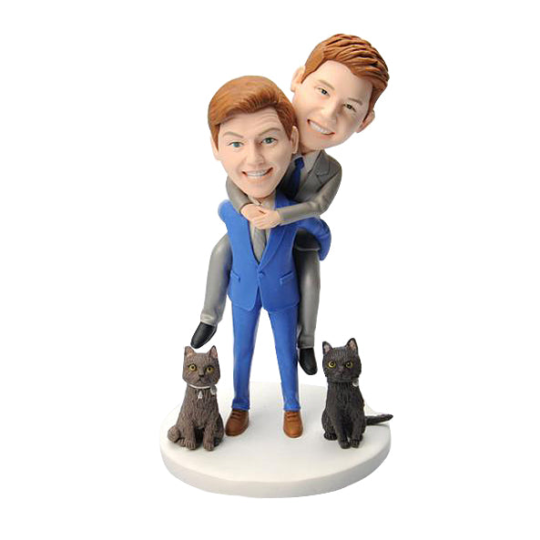 Groomsmen Custom Bobbleheads with Pets