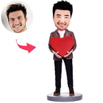 Custom Male Bobbleheads with Heart - BobbleGifts