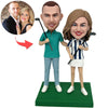 Custom Couple Bobblehead Playing Golf