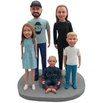 Personalized Custom Family Bobbleheads with 3 Kids