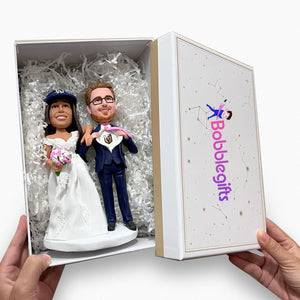 Custom Wedding Bobblehead with Two White Dogs