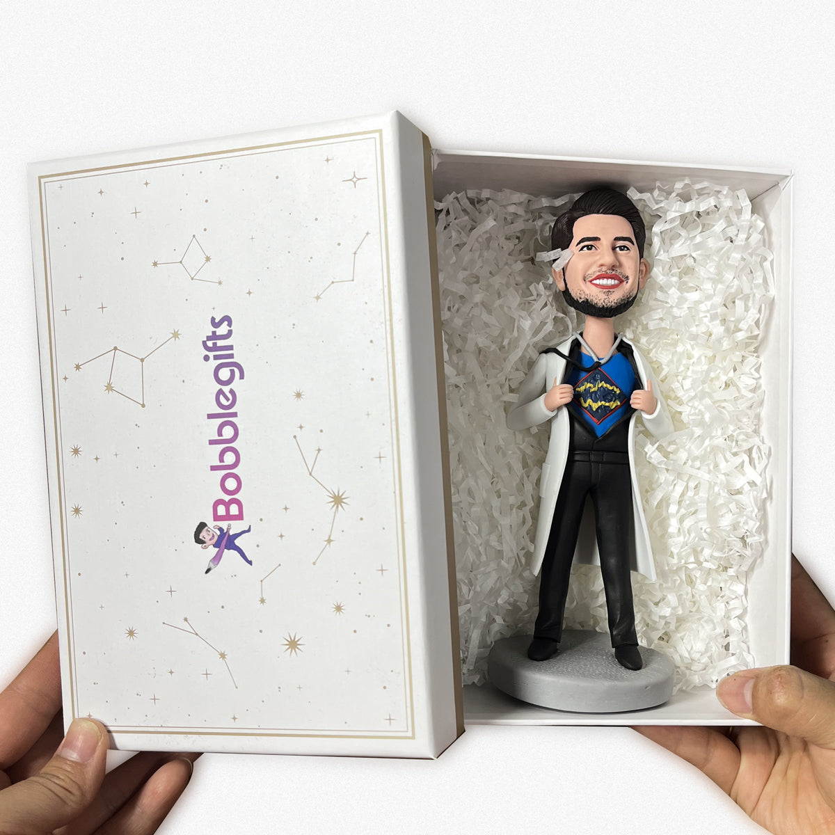 Custom Male Doctor Business Card Holder Bobblehead