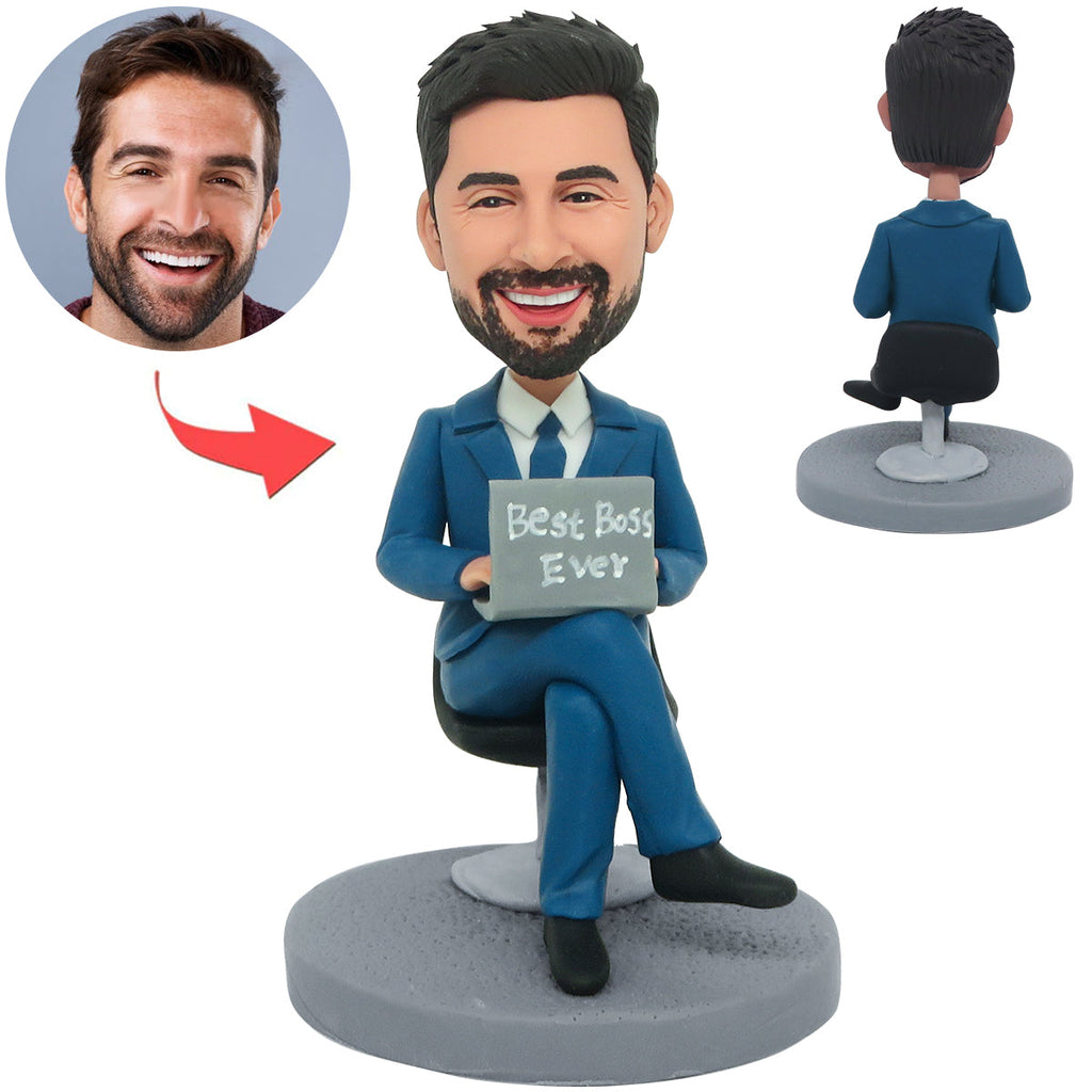 Male Boss Working with Computer Custom Bobblehead