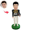 Custom American Football Bobblehead with Black Jersey