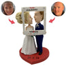 Wedding Cake Topper Bobblehead with Photo Frame