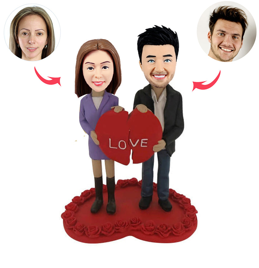 Custom Couple Bobble Head with Loving Heart